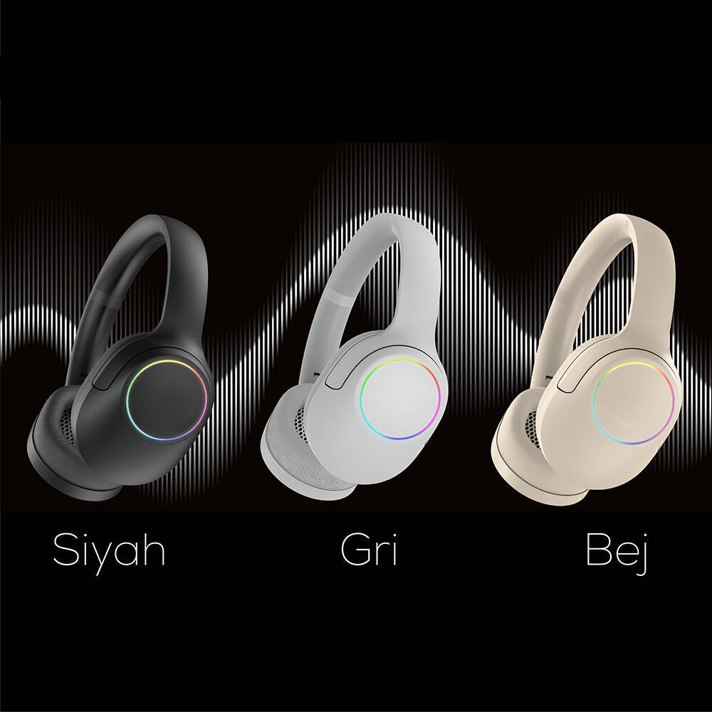 Lapas LP-HD003 RGB LED Işıklı Kulak Üstü Bluetooth v5.4 Kulaklık - 10 Lapas LP-HD003 RGB LED Işıklı Kulak Üstü Bluetooth v5.4 Kulaklık - 10